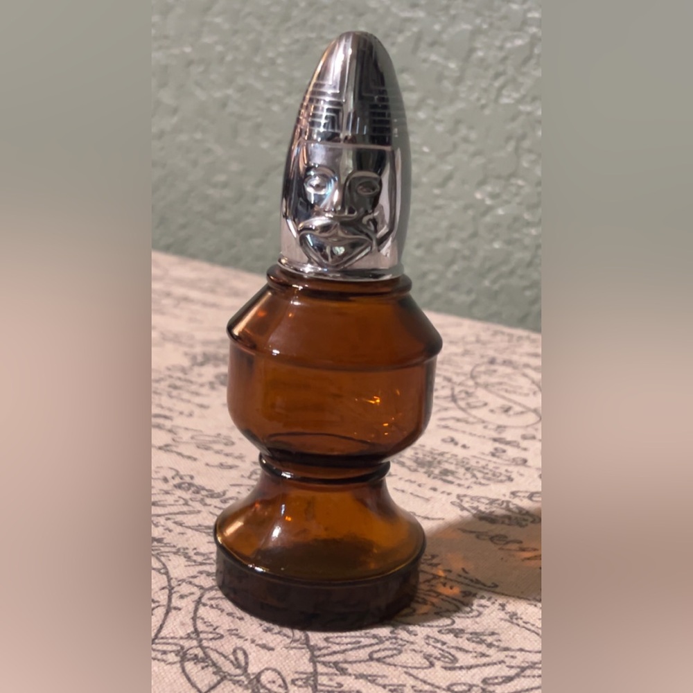 Avon Amber Glass Aftershave Bottle with Black Label